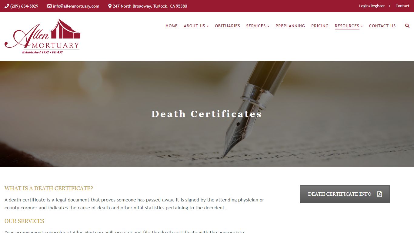 Death Certificates – Allen Mortuary