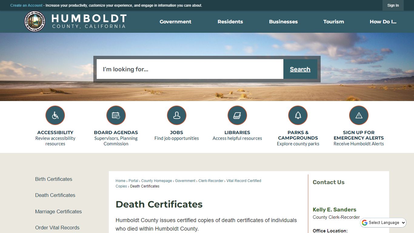 Death Certificates | Humboldt County, CA - Official Website